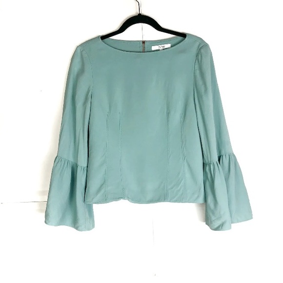 Tibi blue corset bell sleeve top - Picture 2 of 6